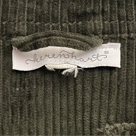 Keren Hart Womens Medium Olive Green Corduroy Ribbed Button Up Cropped Jacket - Picture 3 of 7